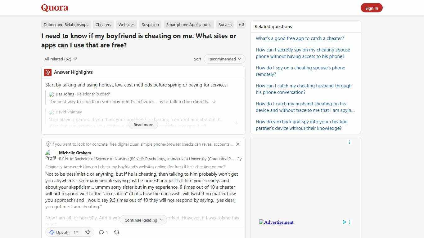 I need to know if my boyfriend is cheating on me. What sites or apps can I use that are free? - Quora